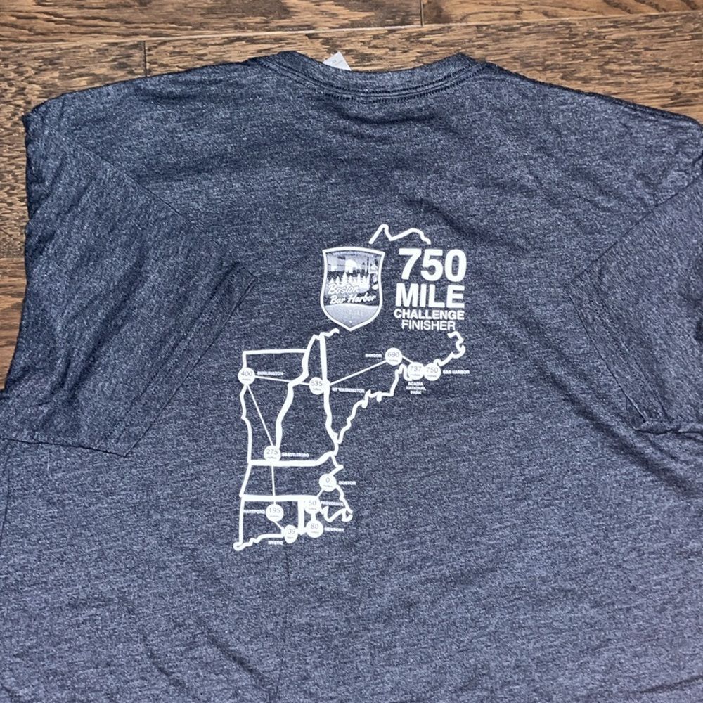 Boston Ma to Bar Harbor Maine 750 mile challenge finisher ultra marathon T shirt